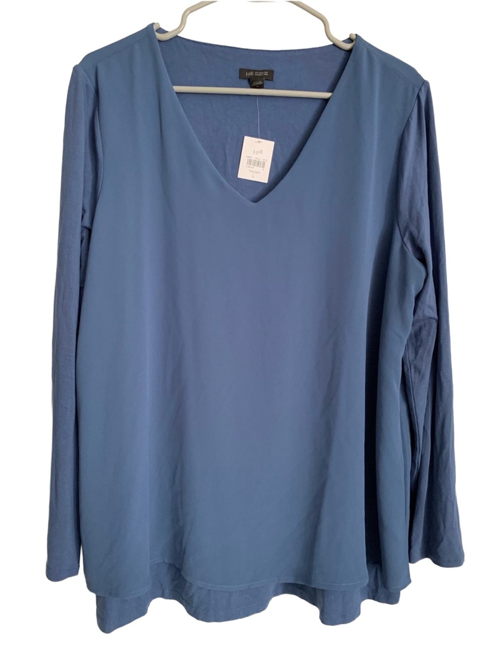 JJILL Women’s Gray Blue V-neck Long Sleeve Lined Blouse Size: Large